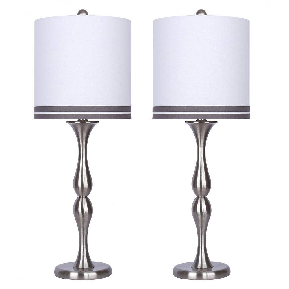 GRANDVIEW GALLERY 27.5 in. Brushed Nickel Table Lamp with Baluster ...