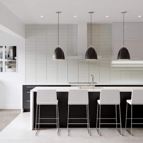 Aiofe 1-Light Chrome Modern Industrial Indoor Dimmable Hanging Ceiling Pendant Light with Black Metal Shade