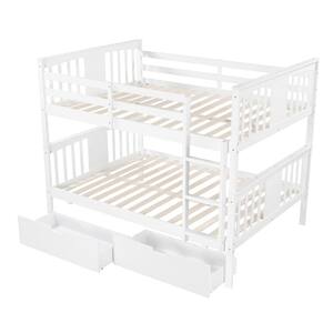 Harper & Bright Designs White Twin Over Full Wood Bunk Bed with 2 ...