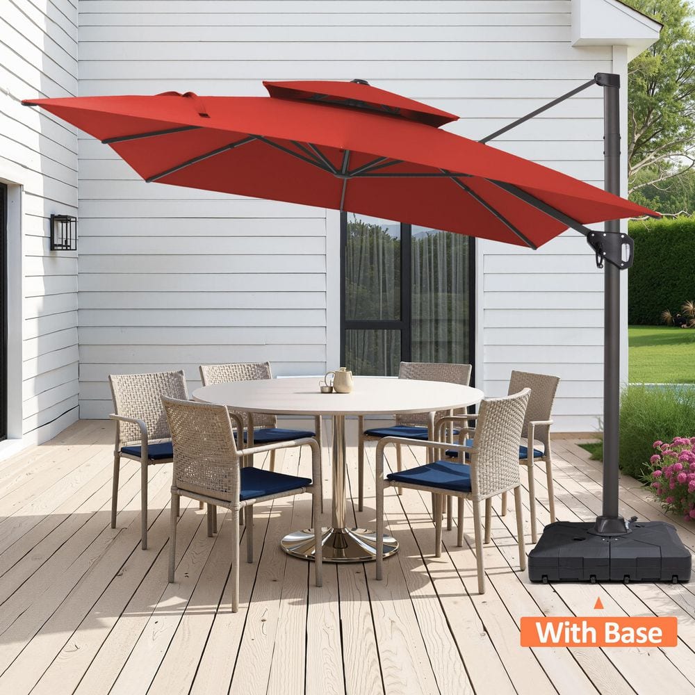 Double Top 11.5 ft. x 9 ft. Outdoor Tiltable 360° Swivel Cantilever Patio Umbrella in Red With 260 lbs. Base price history on PriceWatchPro