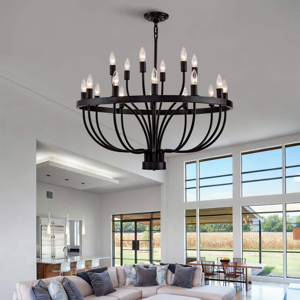 18-Light Industrial Black Rustic Vintage Candle Chandelier Ceiling Light For Kitchen Island Dining Room price history on PriceWatchPro