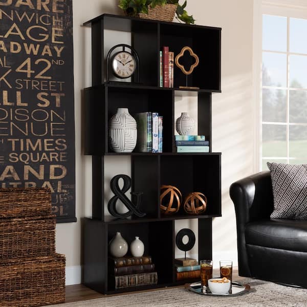 Riva Dark Brown Geometric Bookshelf