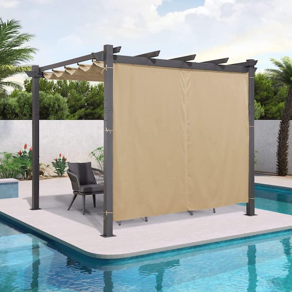 8.2 ft x 6.9 ft. Side Retractable Replacement Outdoor Curtains Privacy for Pergola and Gazebo, Gray