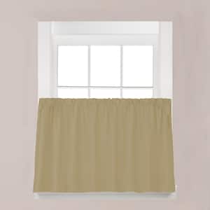 Holden Khaki Polyester Rod Pocket Tier Curtain - 57 in. W x 30 in. L