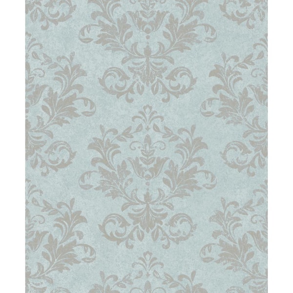 Unbranded Hotel Collection Green Embossed Damask Glitter Finish Non-Pasted Non-Woven Wallpaper Sample