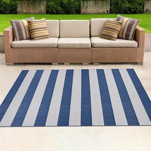 Afuera Yacht Club Midnight Blue-Ivory 2 ft. x 4 ft. Indoor/Outdoor Area Rug