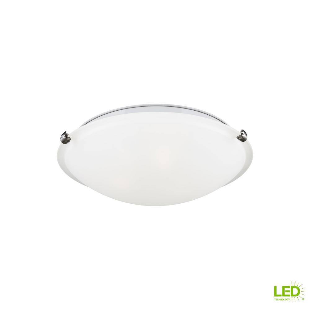 Brushed Nickel LED Flush Mount Ceiling Light with Satin Etched Glass