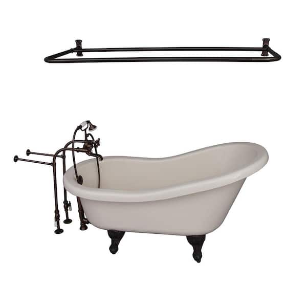 Barclay Products 5 ft. Acrylic Ball and Claw Feet Slipper Tub in Bisque with Oil Rubbed Bronze Accessories