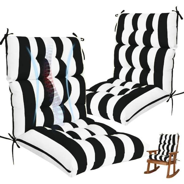 High Back Chair Cushions Set of 2,44 in. x 22 in. x 4 in. Thick Replacement Cushions for Outdoor Patio Black White