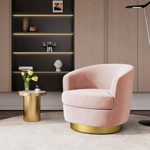 Nancy Modern 360° Swivel Pink Non-falling Velvet Fabric Barrel Accent Armchair for Bedroom or Living Room