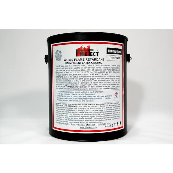 Firetect WT-102 1 gal. Color Base Flat Latex Fireproofing Flame Retardant Paint for Wood