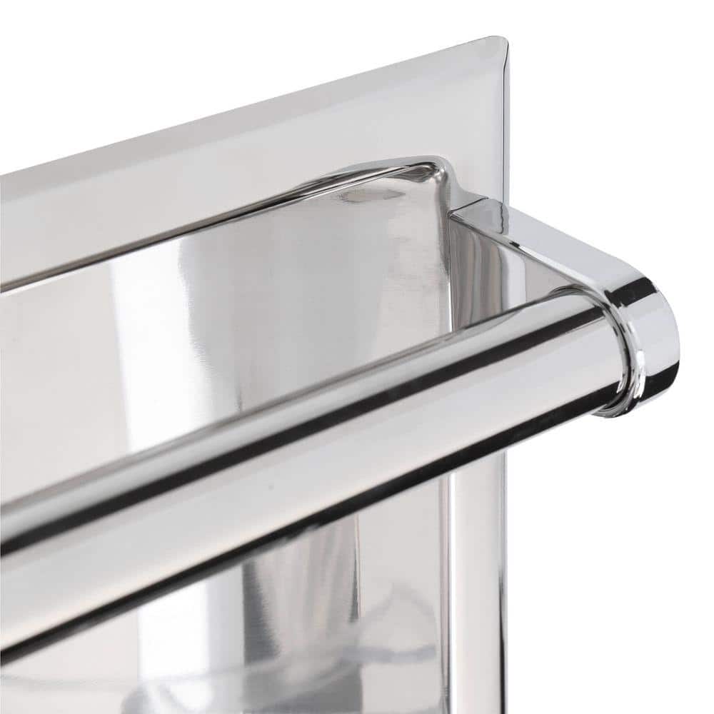 Chrome Recessed Stainless Steel Soap Holder with Grab Bar