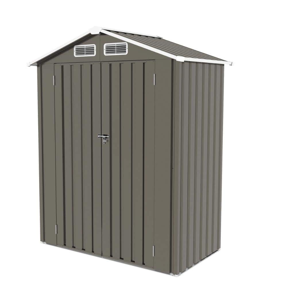 5 ft. x 3 ft. Gray Metal Outdoor Storage Shed, Tool Shed with Peaked Roof and Lockable Door for Garden, Backyard price history on PriceWatchPro