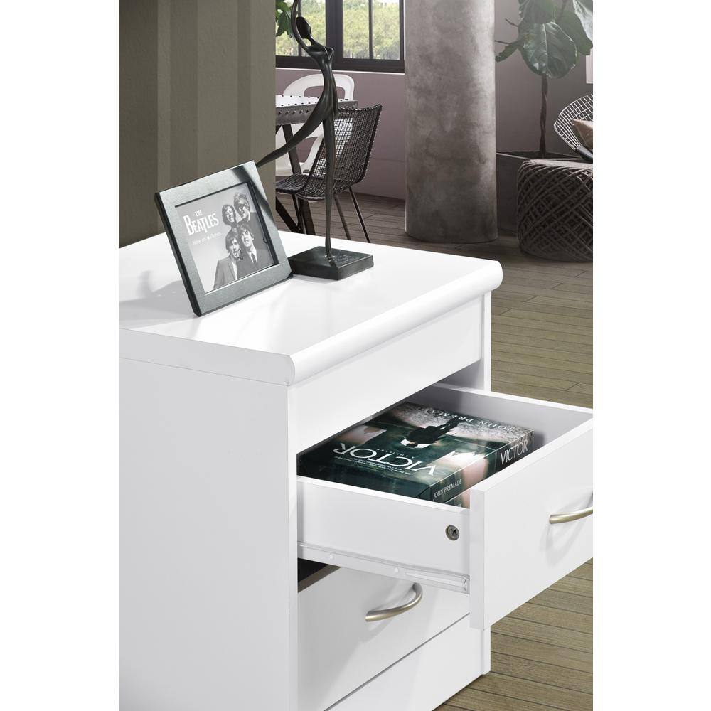 White Compressed Wood 2-Drawer Nightstand