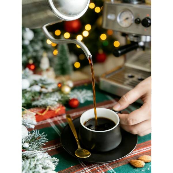 Wudkey Espresso Cups with Saucers and Metal Stand, 4 oz. Ceramic