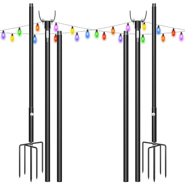 Excello Global Products Premium String Light Poles- 4 Pack