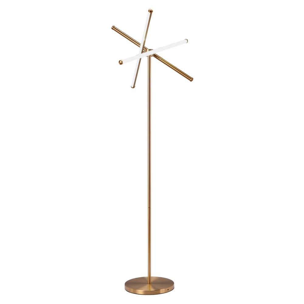 Adjustable Garza 65'' Gold and White Contemporary Floor Lamp