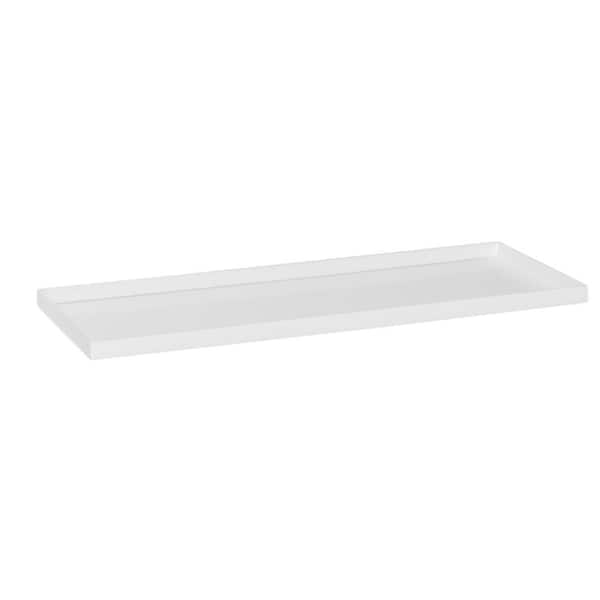 PotteryPots Jort Small 33.1 in. L Glossy White Fiberstone Indoor Outdoor Rectangle Saucer for Planter