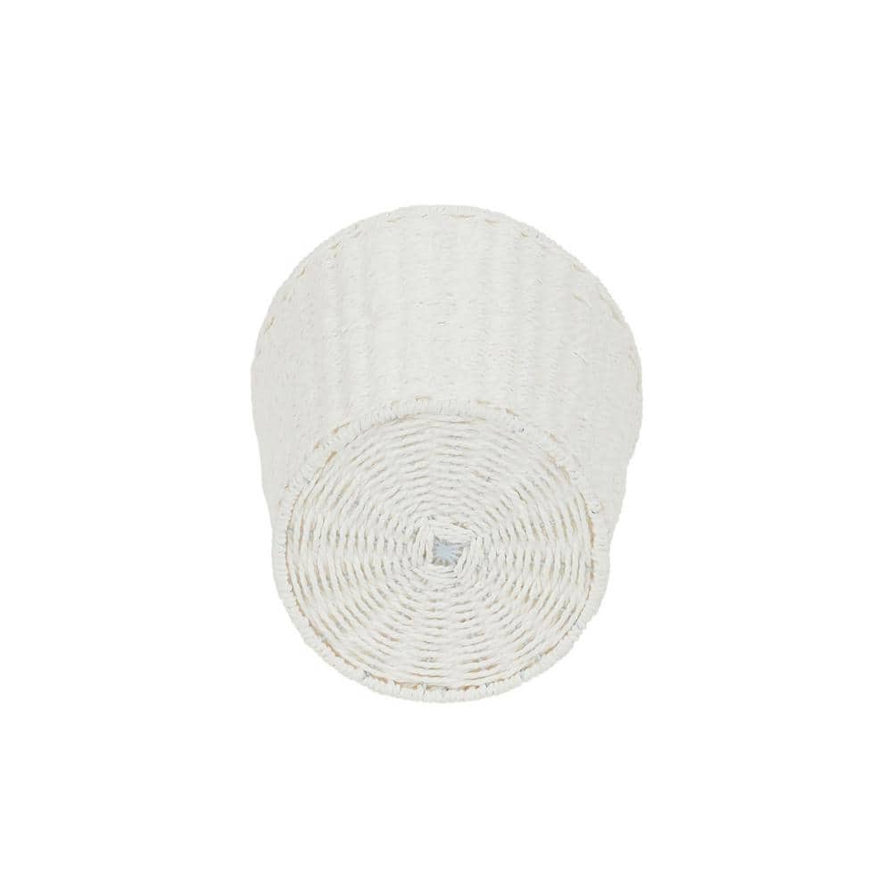 White Woven Paper Rope Office Waste Basket