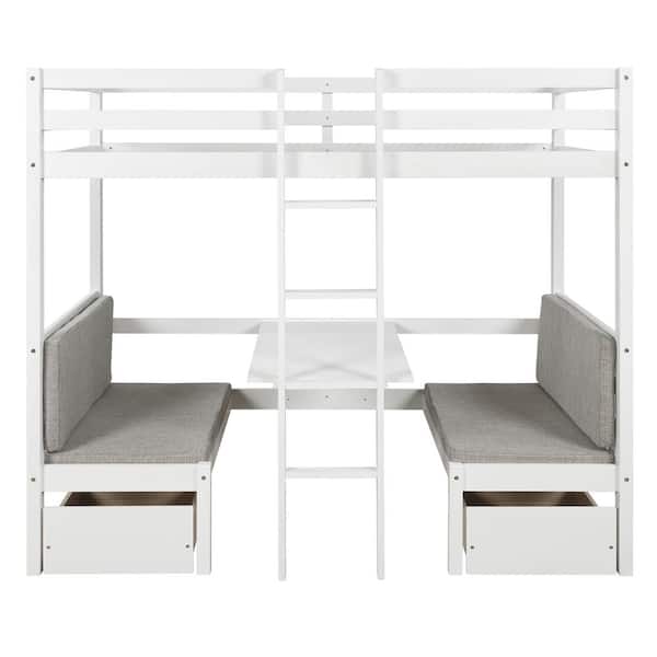 STICKON White Twin Size Functional Loft Bed with Ladder