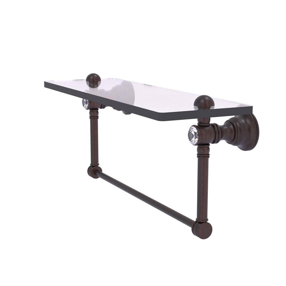 Carolina Crystal 22 in. W x 7 in. H x 5.54 D Glass Rectangular Shelf in Venetian Bronze with Integrated Towel Bar price history on PriceWatchPro