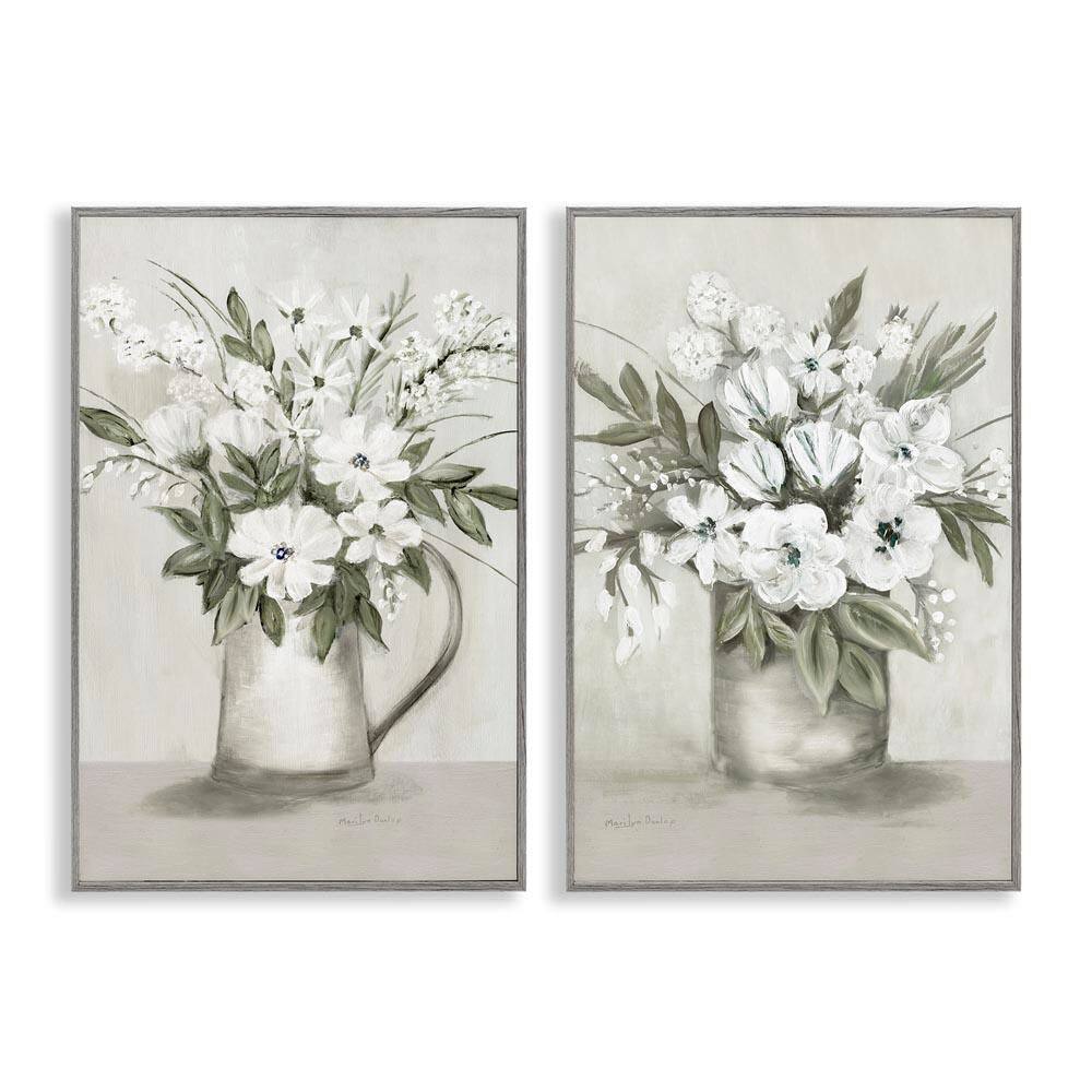 Country Vases with Bouquets by Marilyn Dunlap 2 Pieces Gray Framed Nature Giclee Art Print 30 in. x 20 in. price history on PriceWatchPro