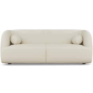 Daisy 87 in. W Round Arm Modern Luxury Japandi Style Boucle Fabric Curvy Sofa Couch in Ivory (Seats 3)