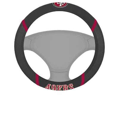 NFL - San Francisco 49ers Embroidered Steering Wheel Cover in Black - 15in. Diameter