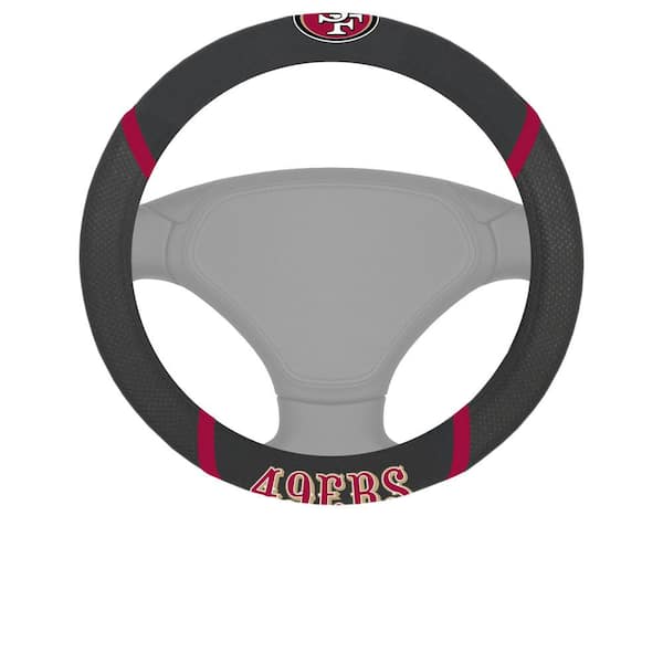 FANMATS NFL - San Francisco 49ers Embroidered Steering Wheel Cover in Black - 15in. Diameter