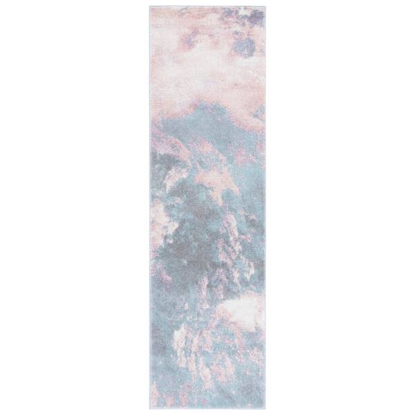Glacier 2 ft. x 10 ft. Pink/Blue Abstract Runner Rug