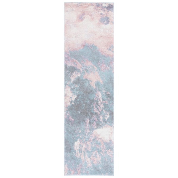 Glacier 2 ft. x 12 ft. Pink/Blue Abstract Runner Rug