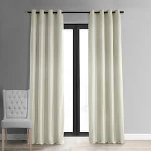 Signature Off White Velvet Blackout Curtain - 50 in. W x 108 in. L Grommet Curtains Single Panel