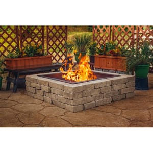 36 in. x 10 in. Square Solid Steel Wood Fire Pit in Black