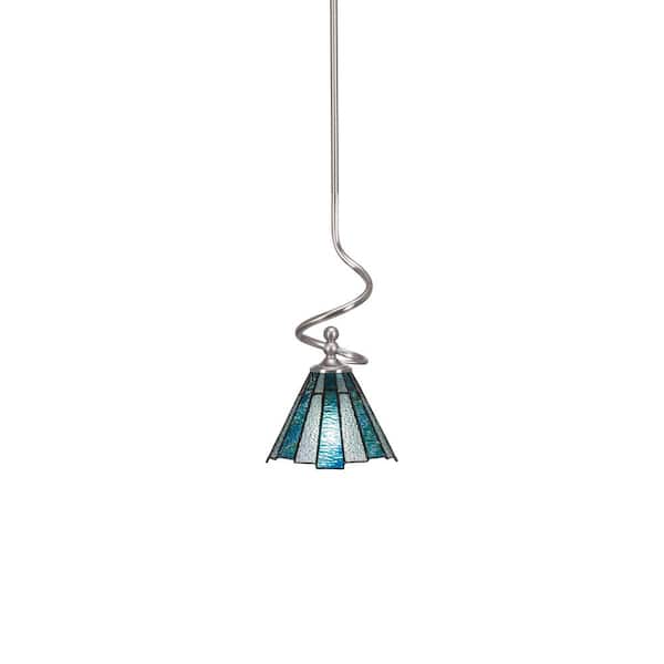 Unbranded Royale 100 W 1-Light Brushed Nickel Standard Mini Pendant Light with Glass Shade