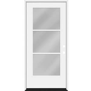 Legacy 36 in. x 80 in. Icon 3 Lite Modern Clear Glass LHIS Primed Fiberglass Prehung Front Door