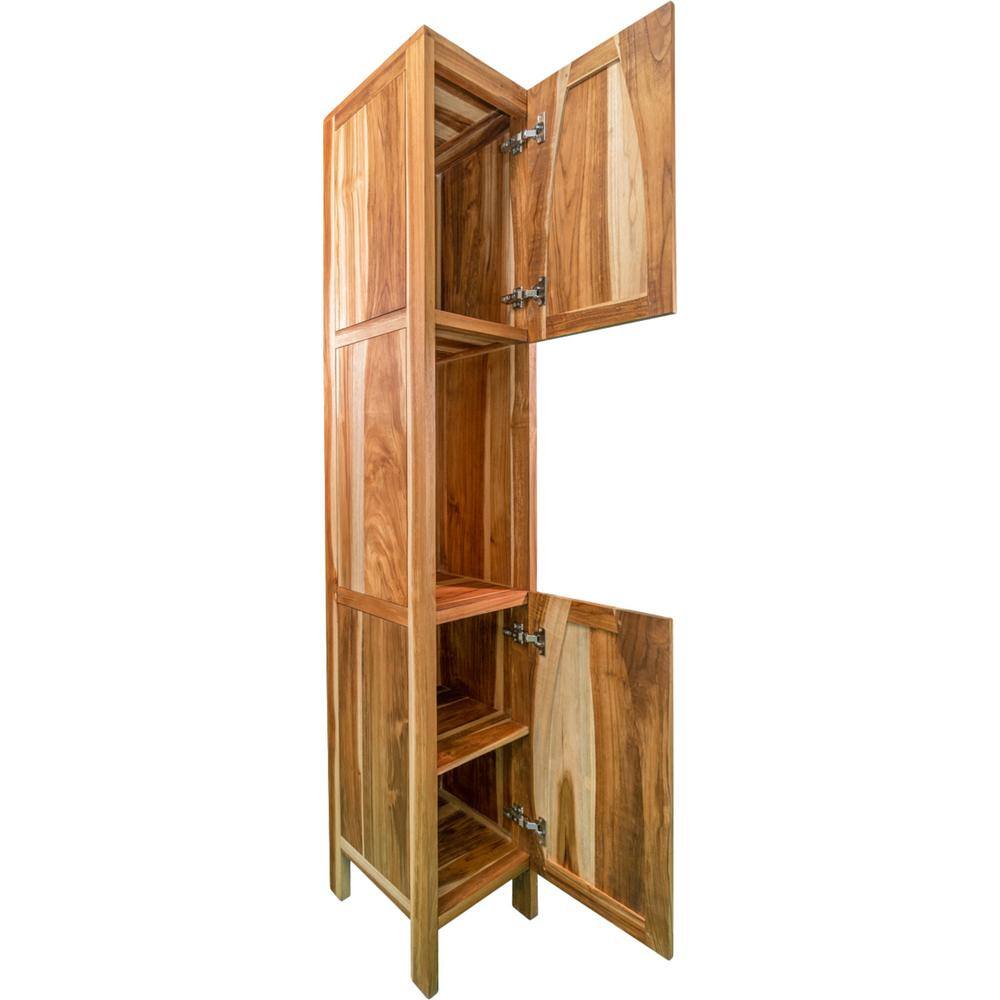 Earthy Teak 79" Tall Linen Cabinet with Adjustable Shelving