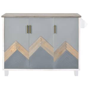 Mountain Grain White Wood 51.6 in. Kitchen Island with Doors and Shelves, Internal Storage Racks for Kitchen