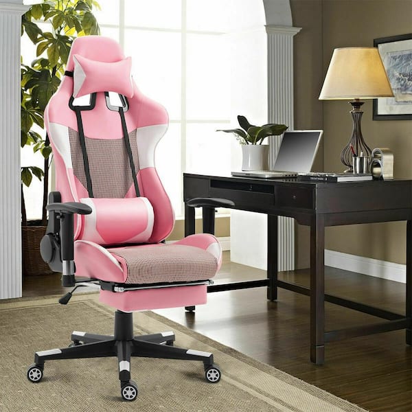 Racing Style Office Chair with PVC and PU Leather Seat - Costway