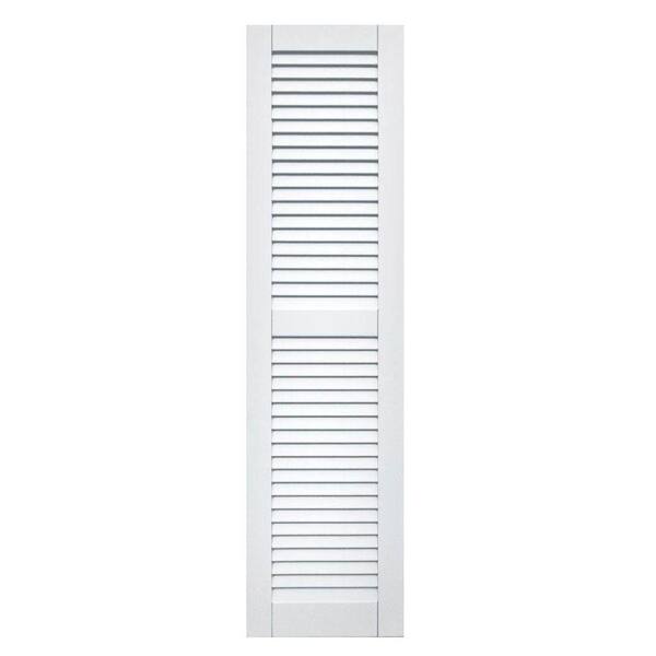 Winworks Wood Composite 15 in. x 58 in. Louvered Shutters Pair #631 White
