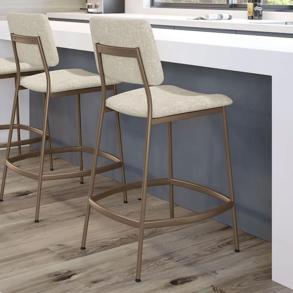 Sullivan 26.25 in. Sheep White and Cream Chenille Fabric / Bronze Metal Counter Stool