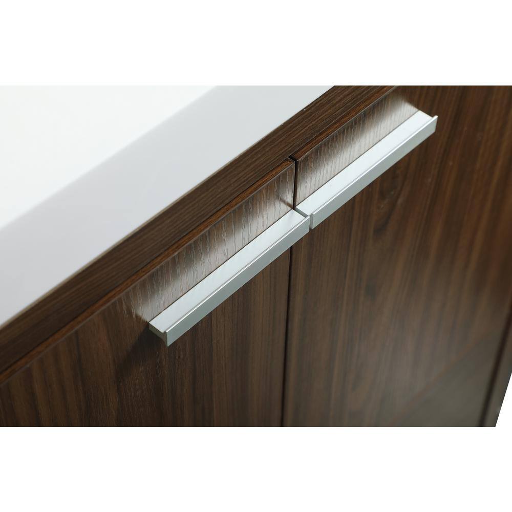 Walnut and White MDF Single Basin Vanity with Resin Sink