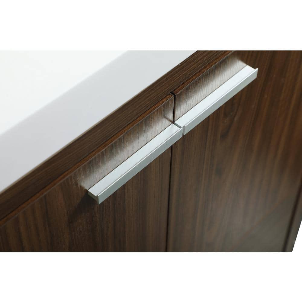 Walnut and White MDF Single Basin Vanity with Resin Sink