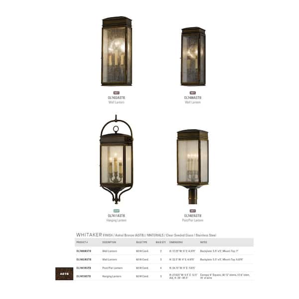 Generation Lighting Whitaker 3-Light Astral Bronze Outdoor Generation Lighting Whitaker 3-Light Astral Bronze Outdoor