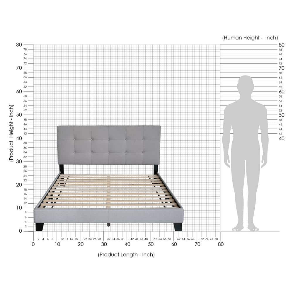 Queen Glacier Linen Upholstered Tufted Platform Bed Frame