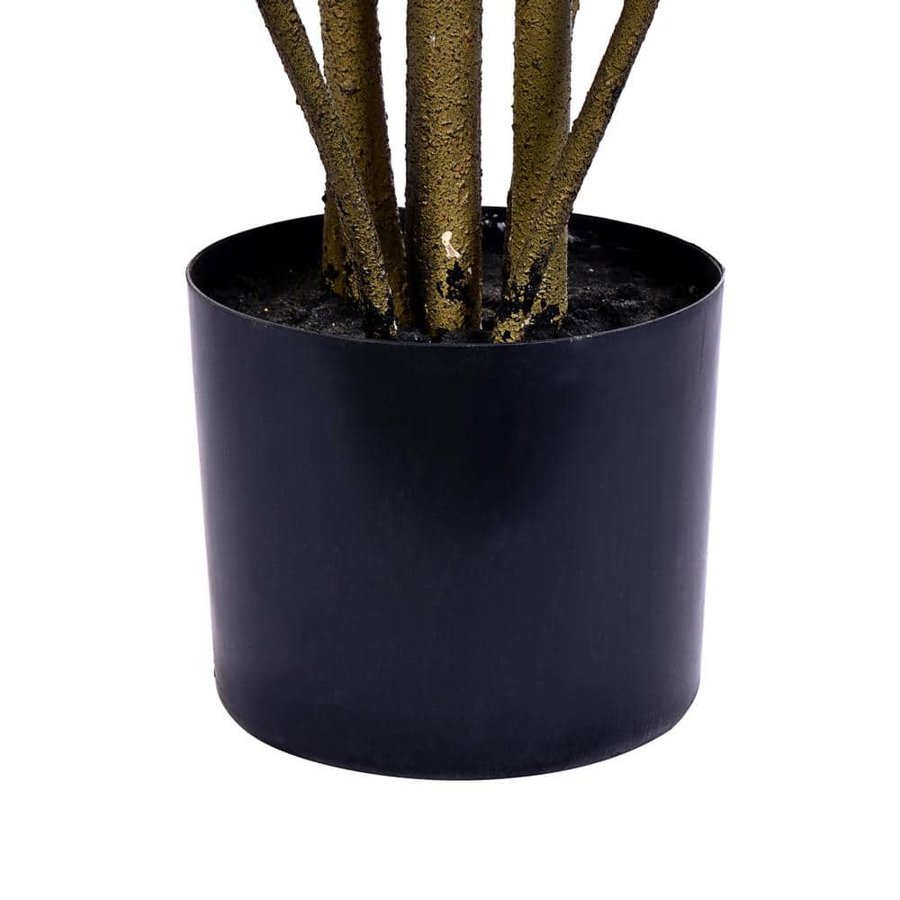 6' Green and Orange Faux Croton Tree in Black Planter