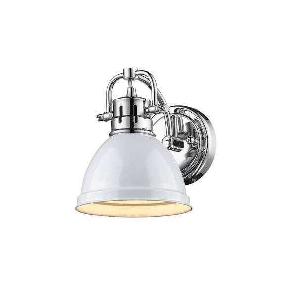 Golden Lighting - Duncan Chrome 1-Light Bath Light with White Shade