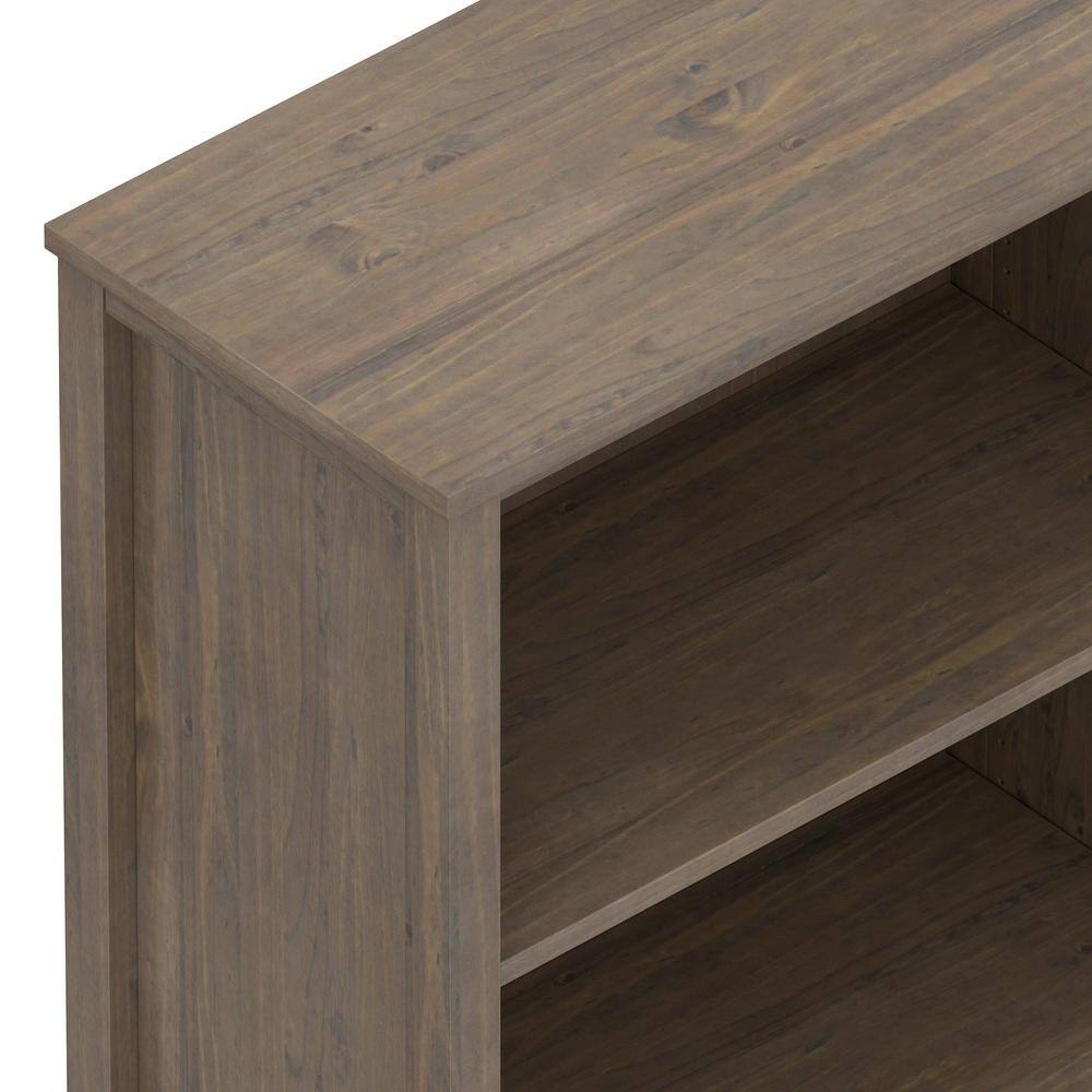 Ela Smoky Brown Solid Wood Adjustable Bookcase with Doors