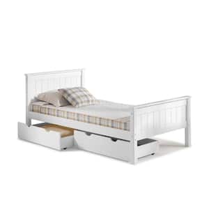 Harmony White Twin Bed with Storage Drawers