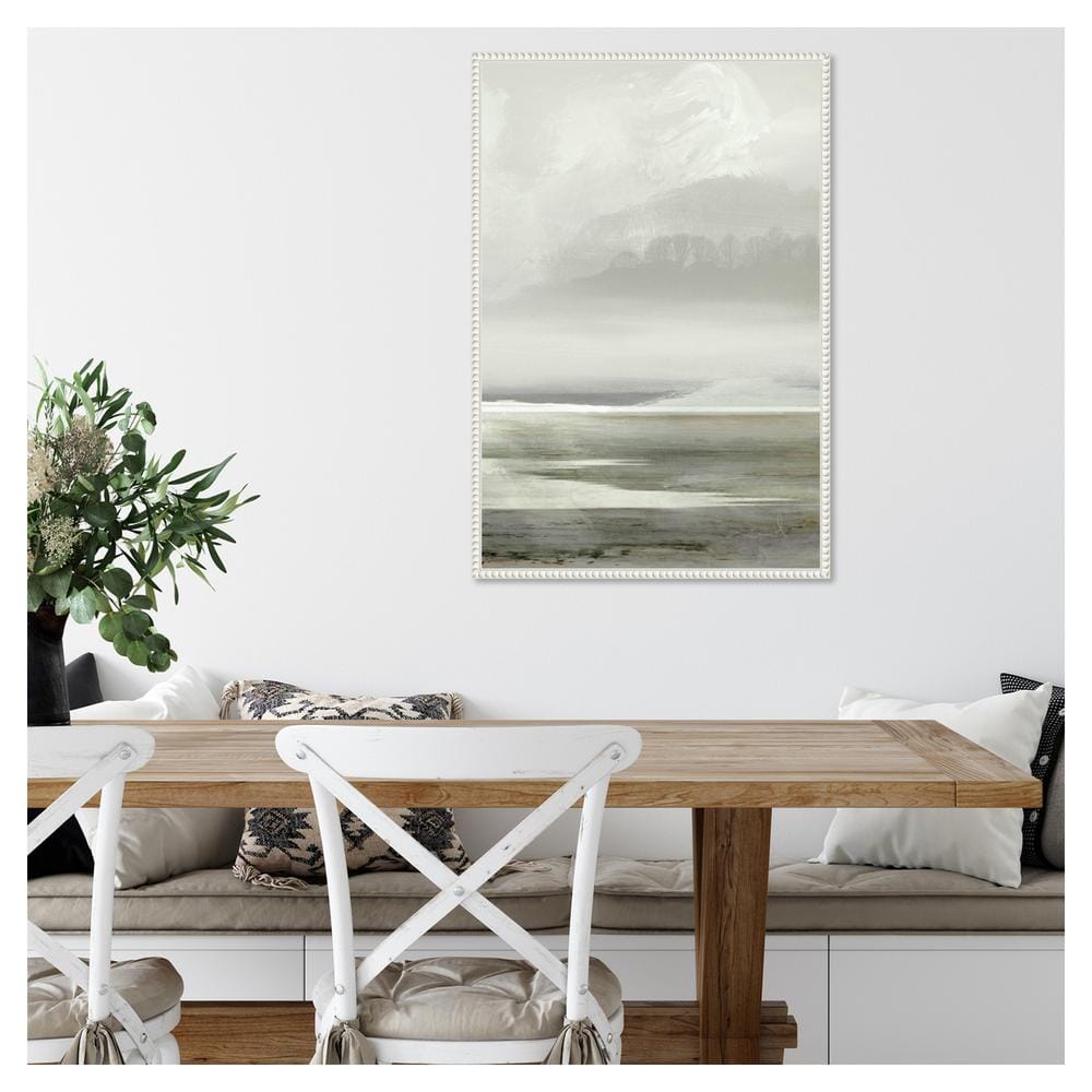 Beaded White Framed Abstract Nature Canvas Wall Art 23 x 33-in.