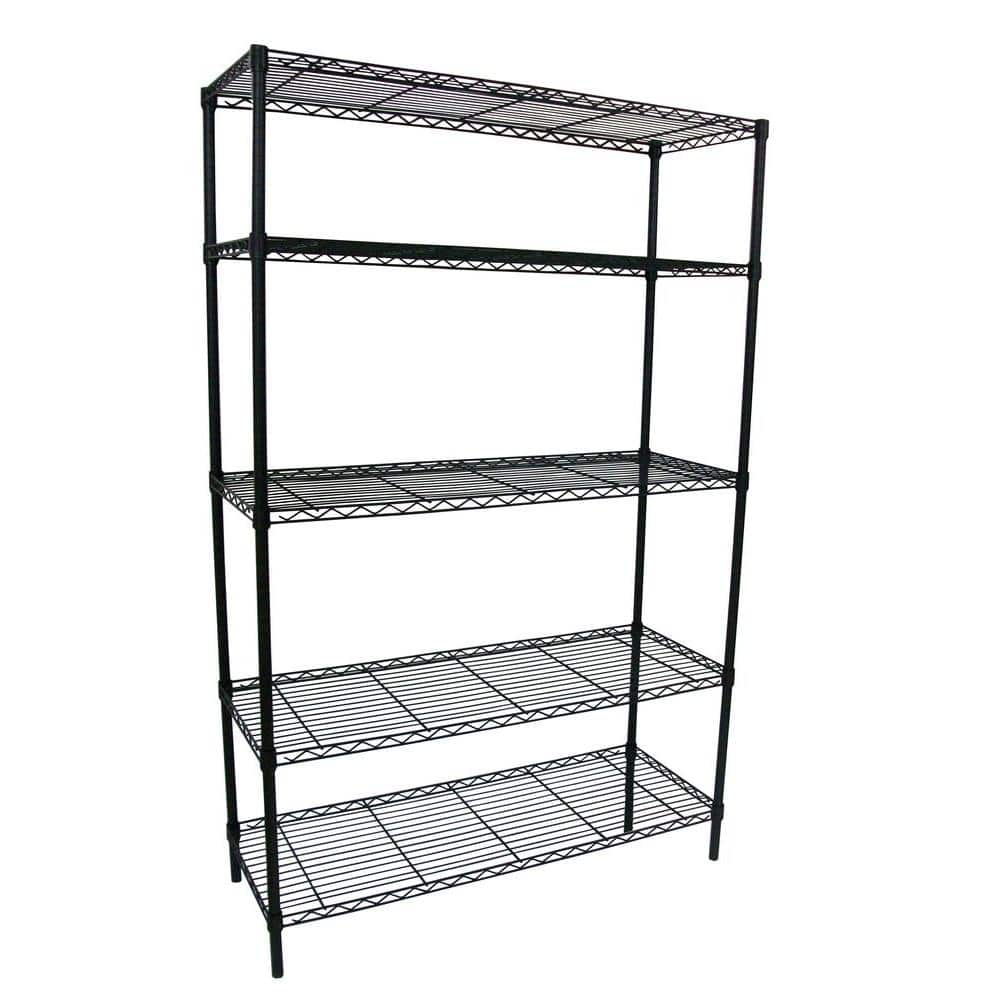 HDX Shelving newest Unit 36 in. W x 72 in. H 1750 Lbs. Capacity 5 Tier Steel Wire Black